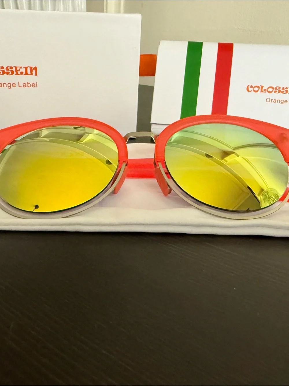 Colosseum Orange/Red Frame Yellow Mirrored Lenses Sunglasses